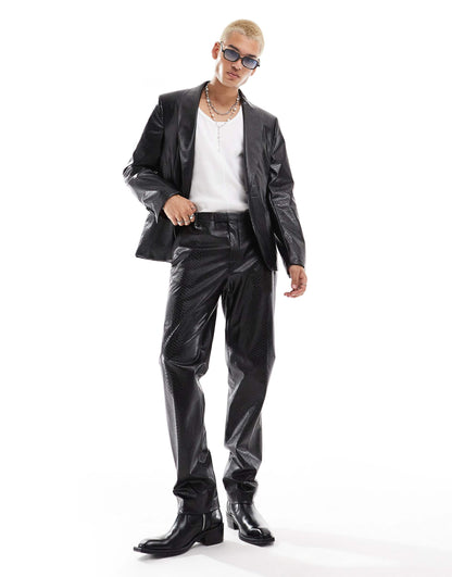 Faux Leather Slim Suit Trousers