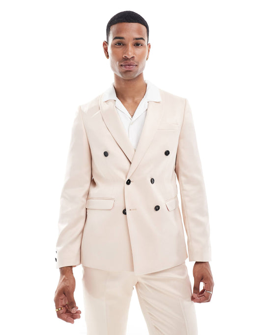 Double Breasted Skinny Suit Jacket