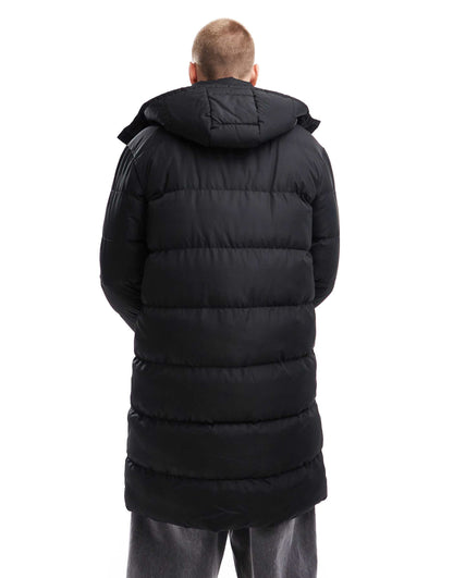 Longline Puffer Jacket With Detachable Hood