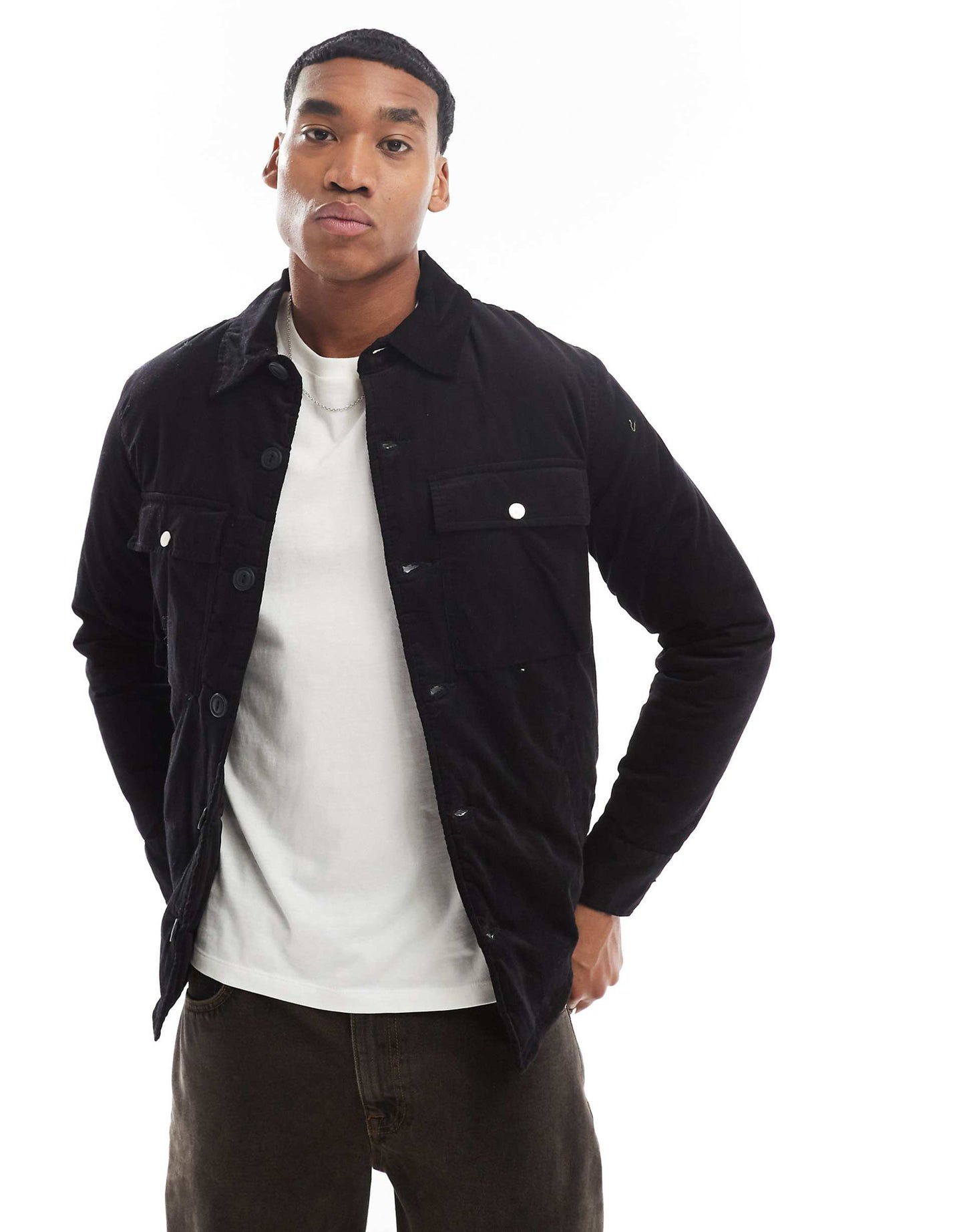 Padded Button Up Cord Jacket