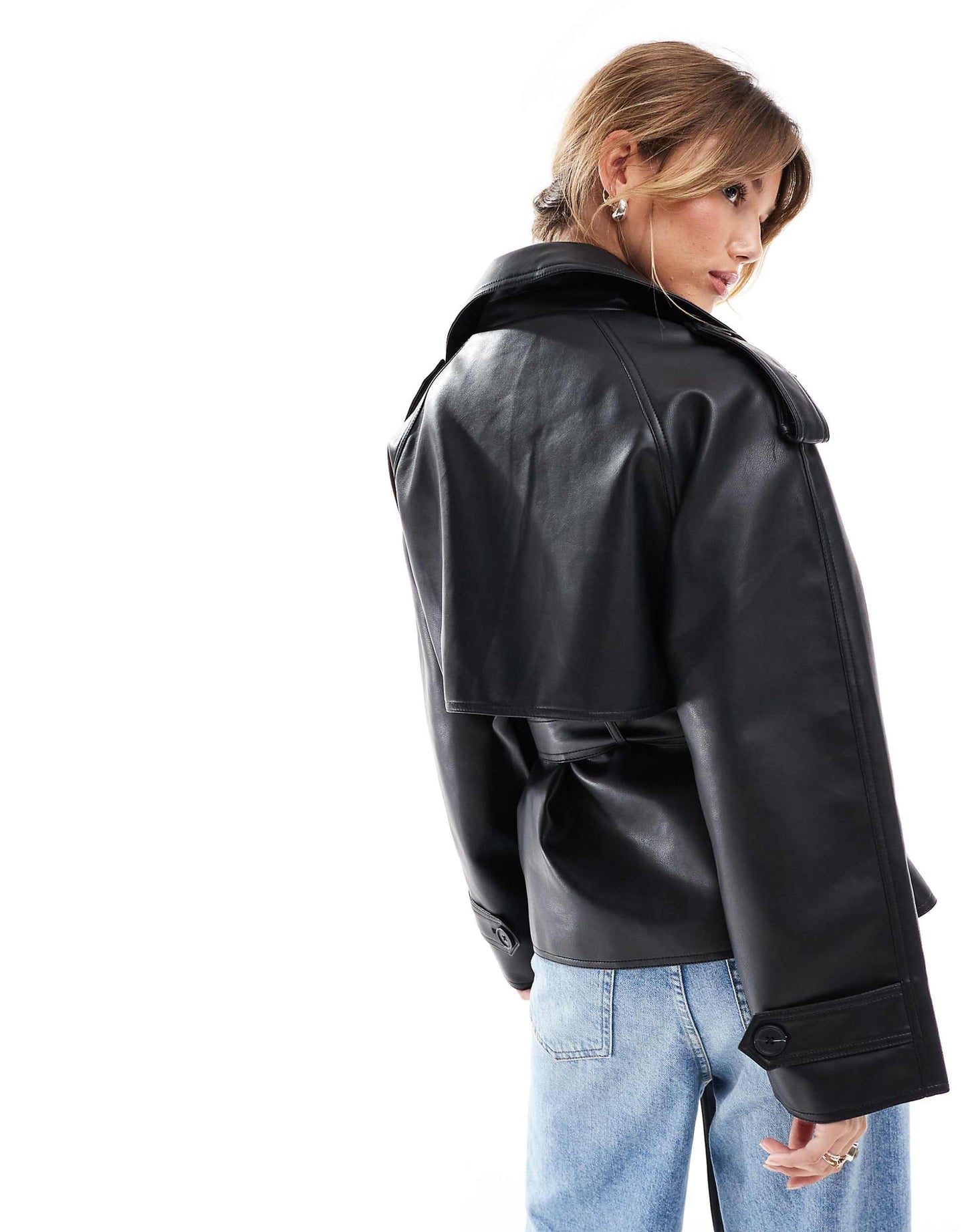 Leather Look Trench Coat