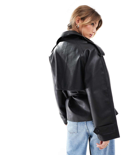 Leather Look Trench Coat