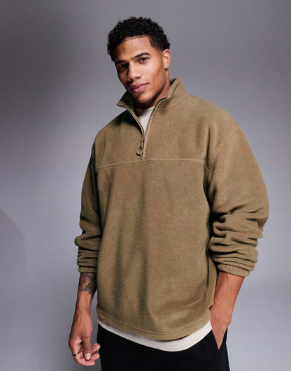 Oversized Quarter Zip Fleece Sweatshirt