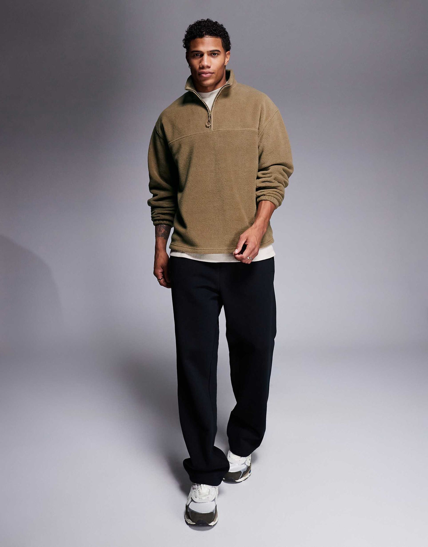Oversized Quarter Zip Fleece Sweatshirt