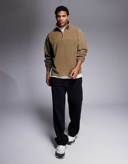 Oversized Quarter Zip Fleece Sweatshirt