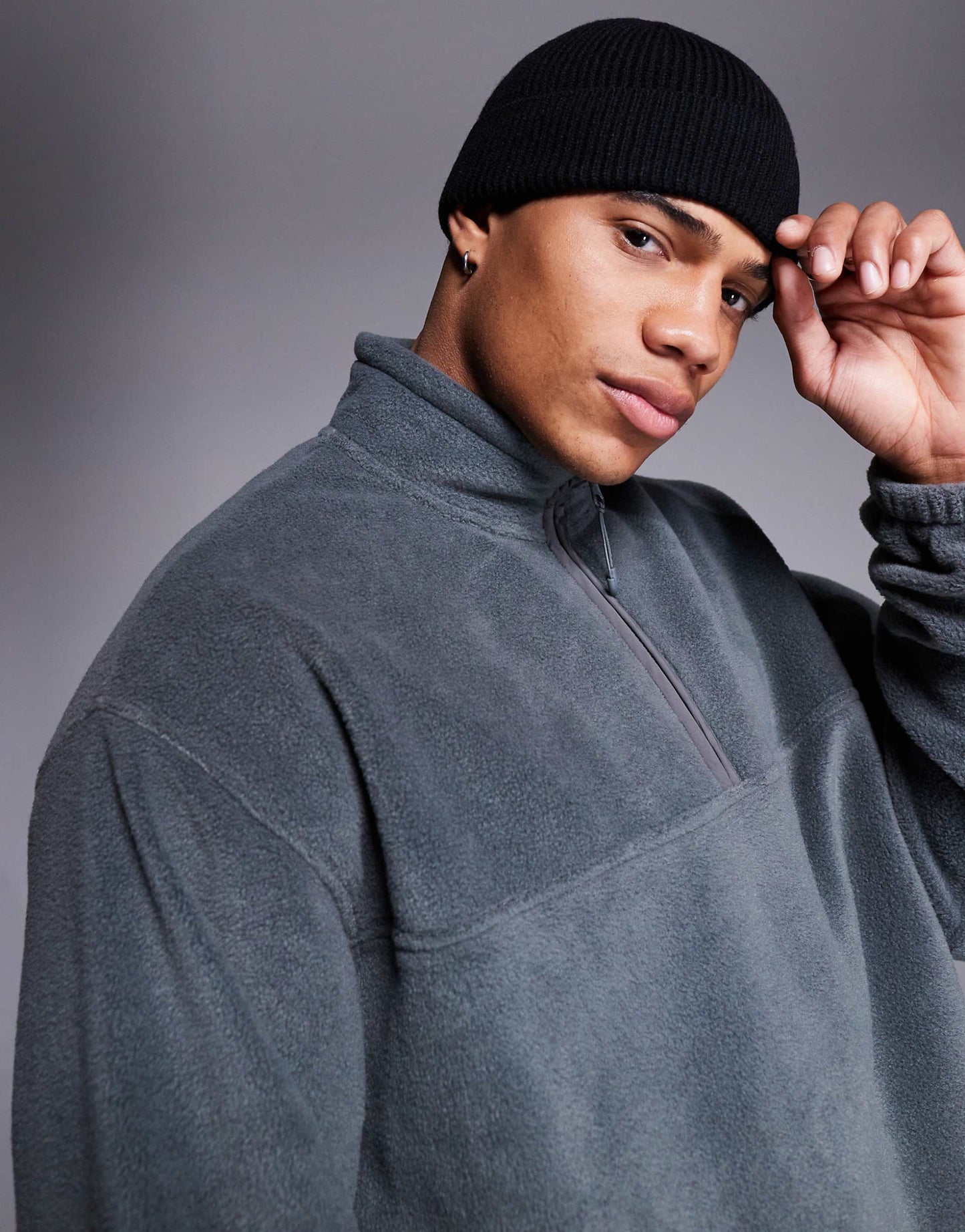 Oversized Quarter Zip Fleece Sweatshirt