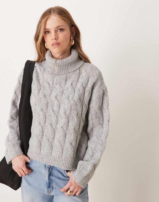 Cable High Neck Cosy Knit Jumper