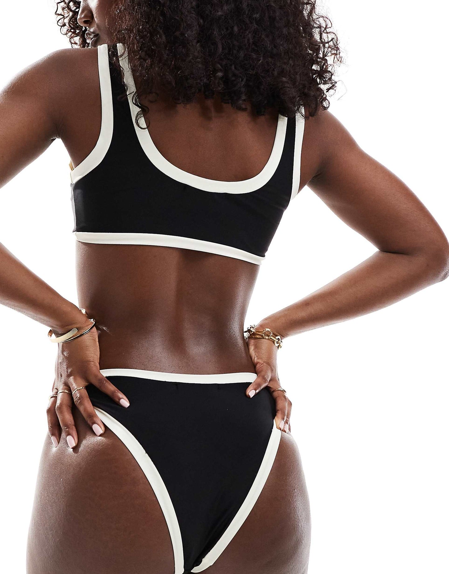 Contrast Trim High Leg Bikini Briefs Co-Ord
