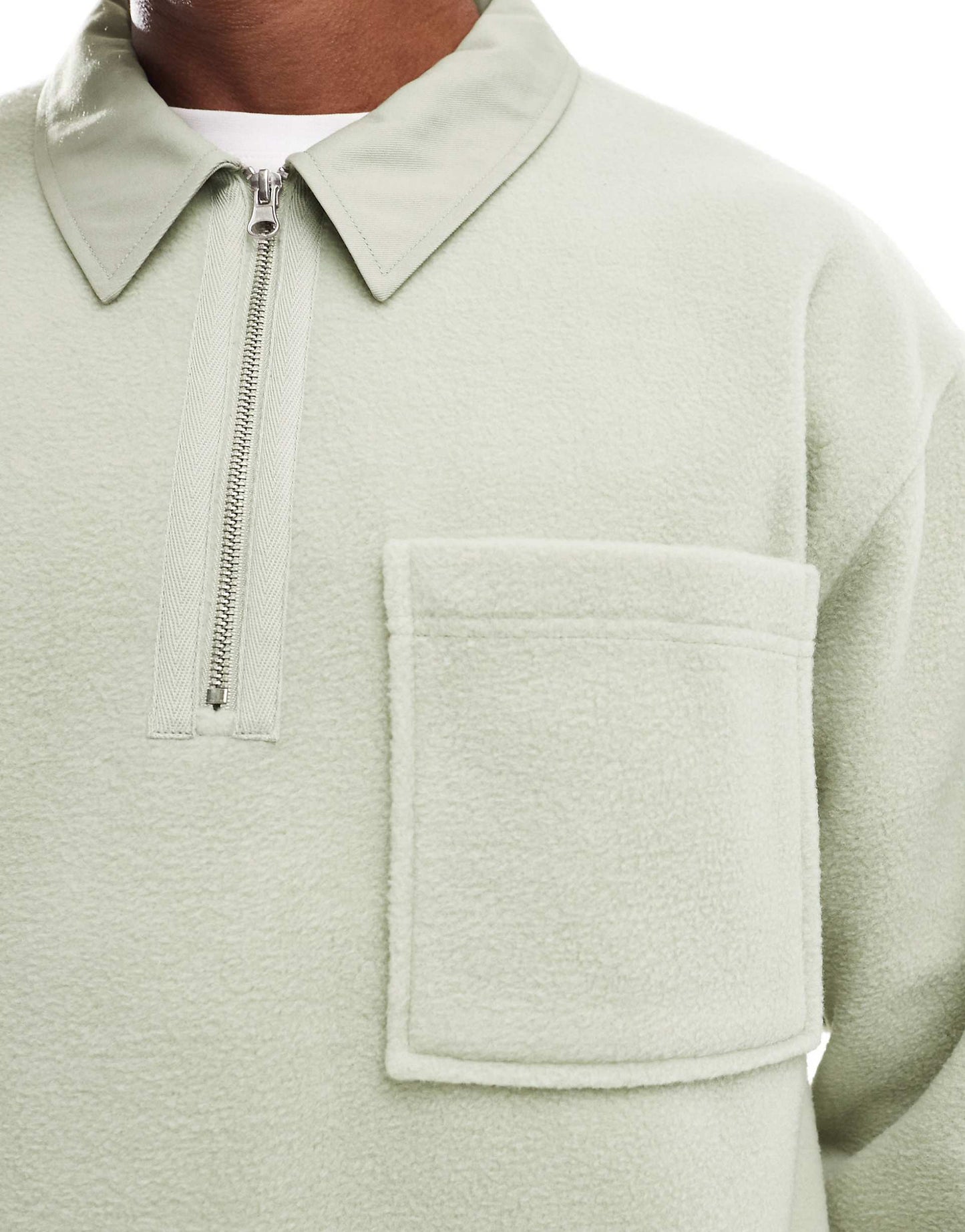 Oversized Rugby Polo Fleece Sweatshit With Quarter Zip