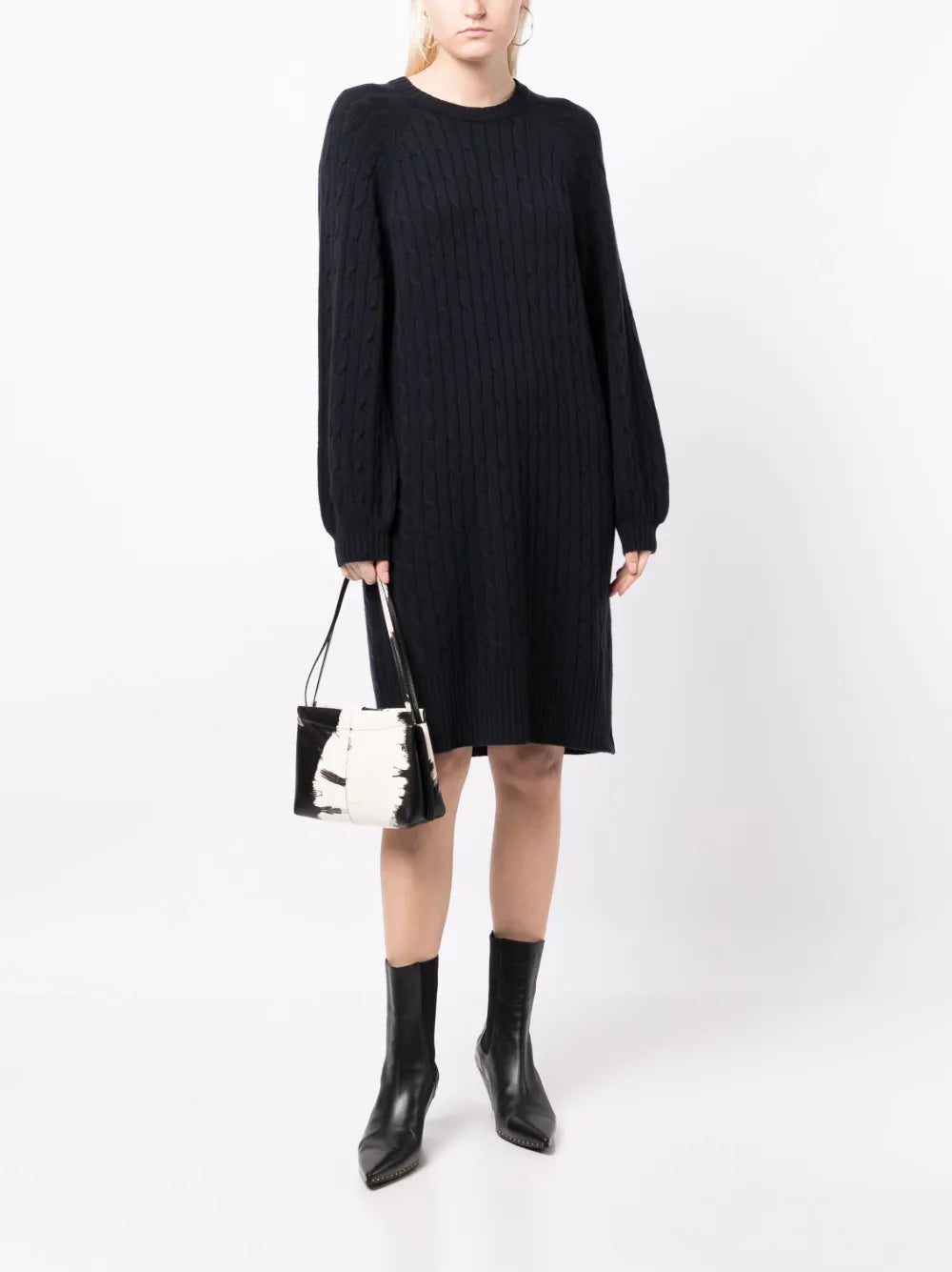 Cable-Knit Round-Neck Dress