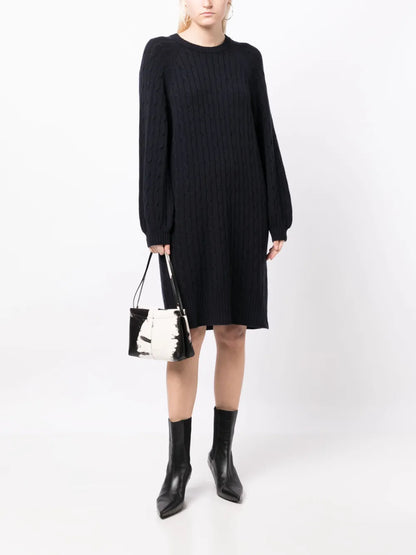 Cable-Knit Round-Neck Dress