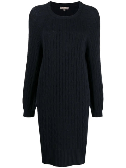 Cable-Knit Round-Neck Dress
