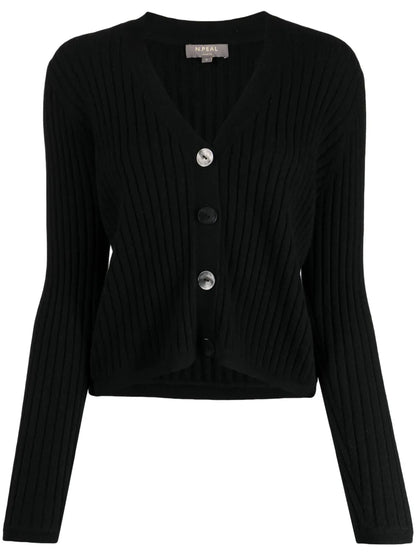 Cropped Wide-Ribbed Cardigan