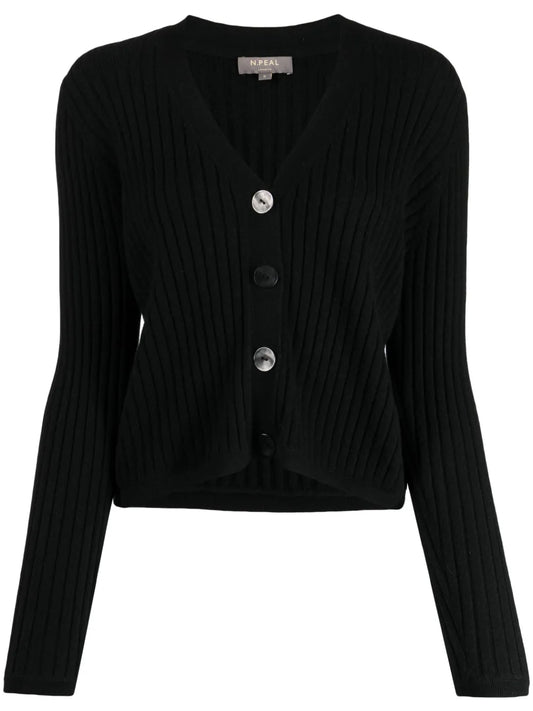 Cropped Wide-Ribbed Cardigan