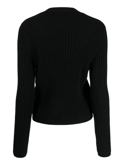 Cropped Wide-Ribbed Cardigan