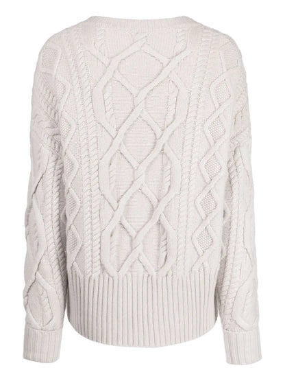 V-Neck Cable-Knit Jumper