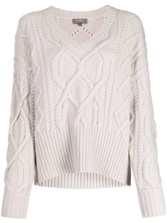 V-Neck Cable-Knit Jumper