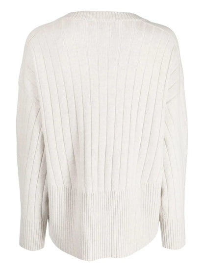 Ribbed-Knit V-Neck Cashmere Jumper