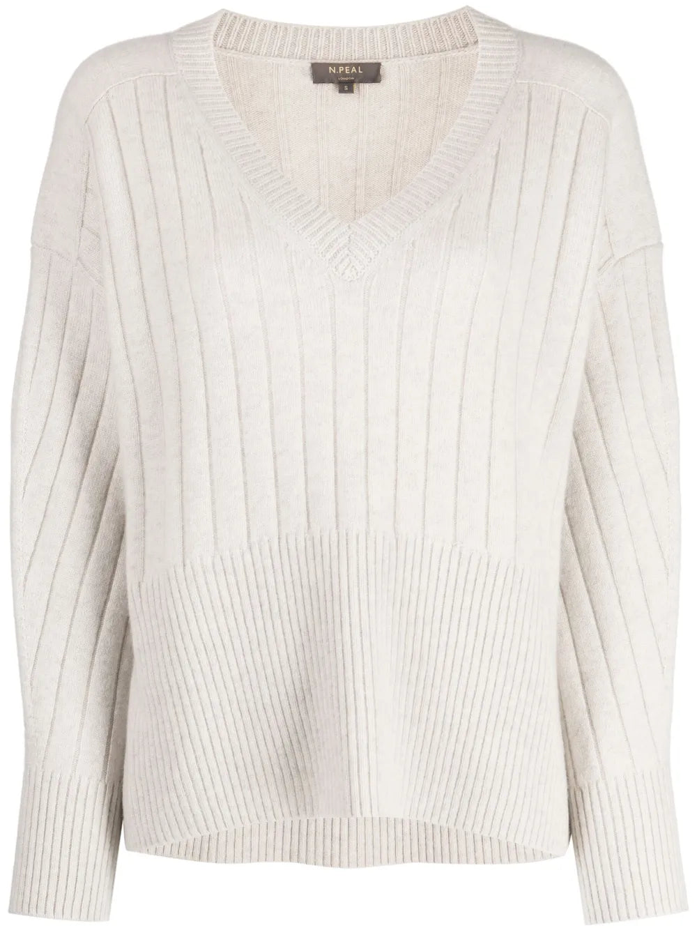 Ribbed-Knit V-Neck Cashmere Jumper