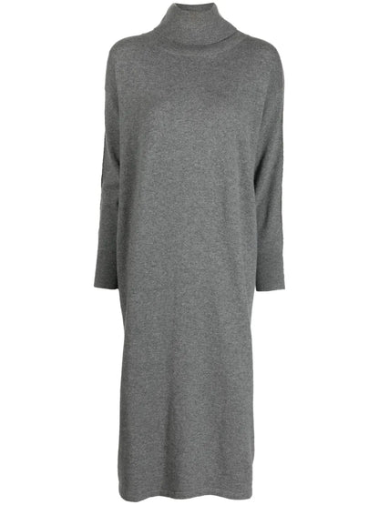 Roll-Neck Cashmere Midi Dress