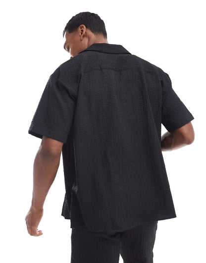 Co-Ord Oversized Revere Collar Crinkle Shirt