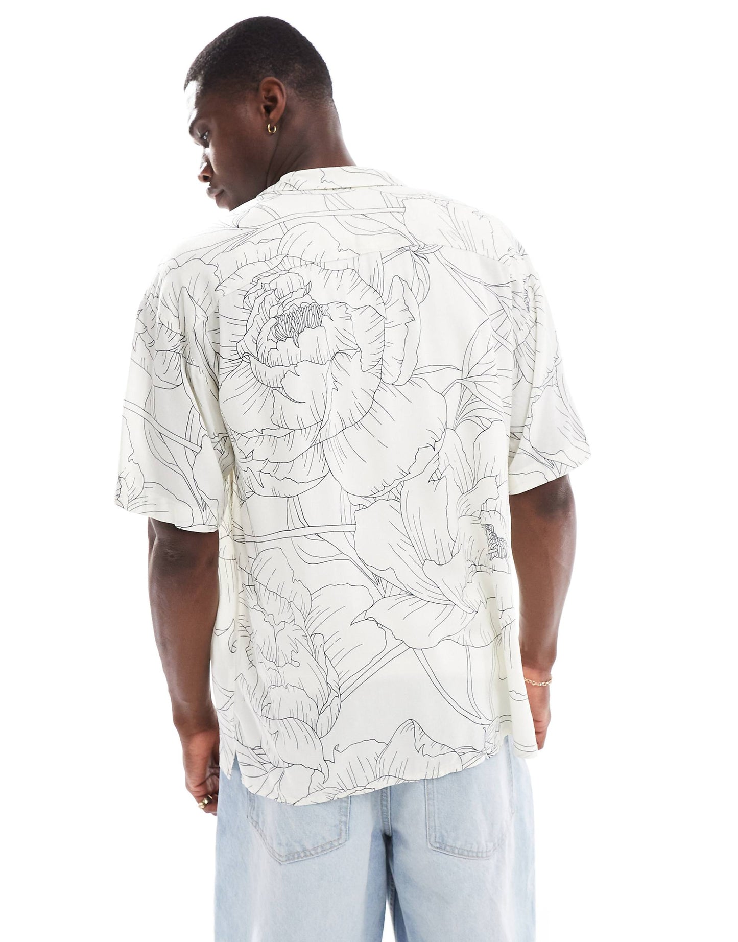 Oversized Revere Collar Floral Printed Shirt