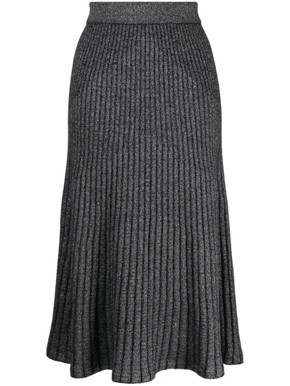 Pleated Cashmere Midi Skirt