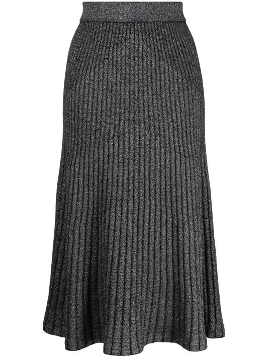 Pleated Cashmere Midi Skirt