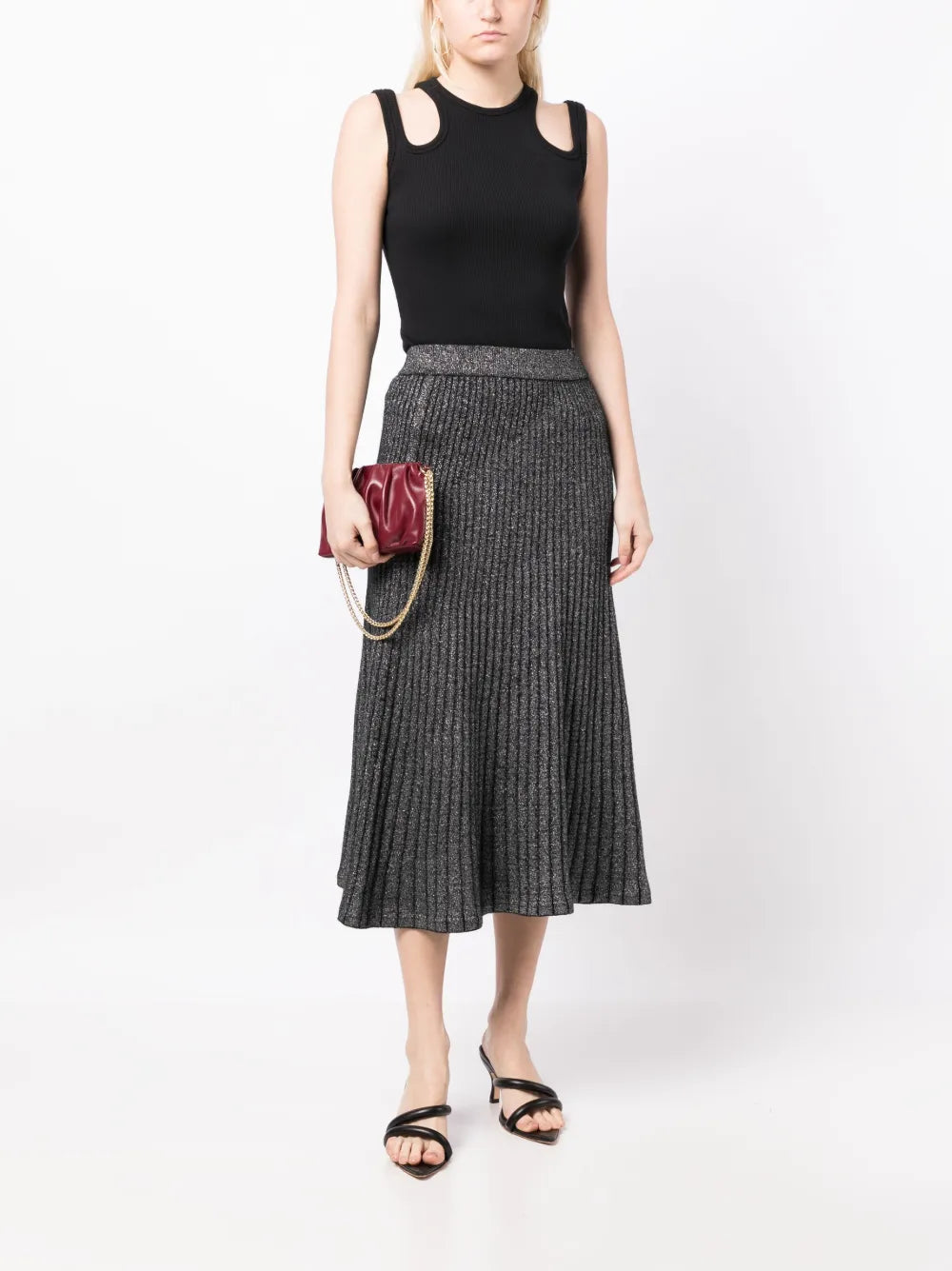 Pleated Cashmere Midi Skirt