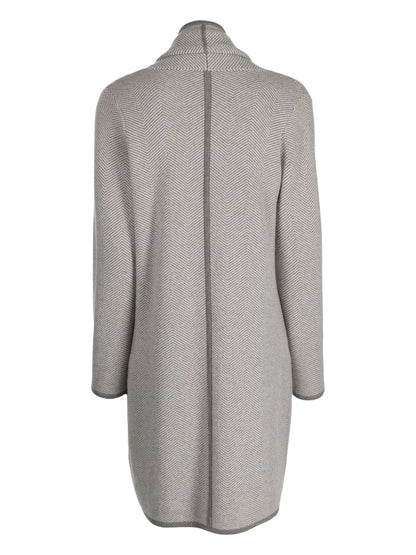 Herringbone-Pattern Cashmere Cardigan