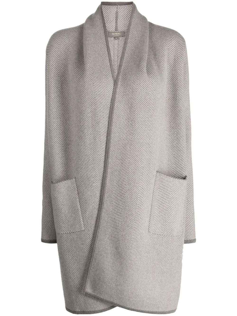 Herringbone-Pattern Cashmere Cardigan