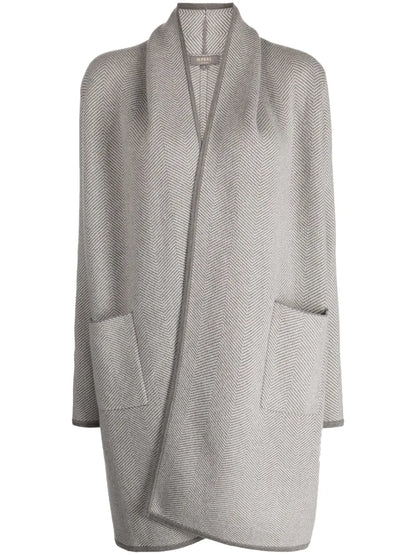 Herringbone-Pattern Cashmere Cardigan