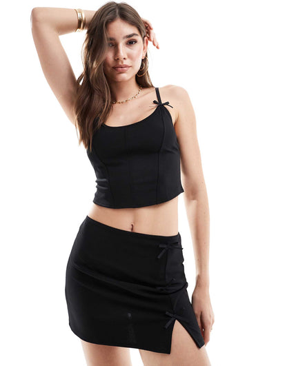 Bow Trim Mini Skirt Co-Ord