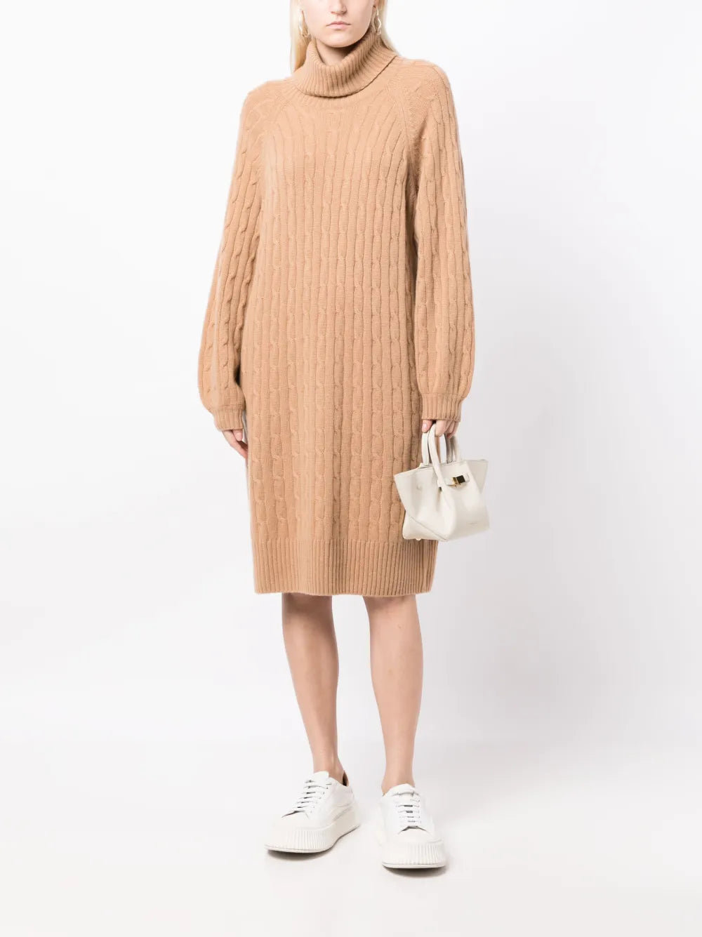 Cable-Knit Roll-Neck Dress
