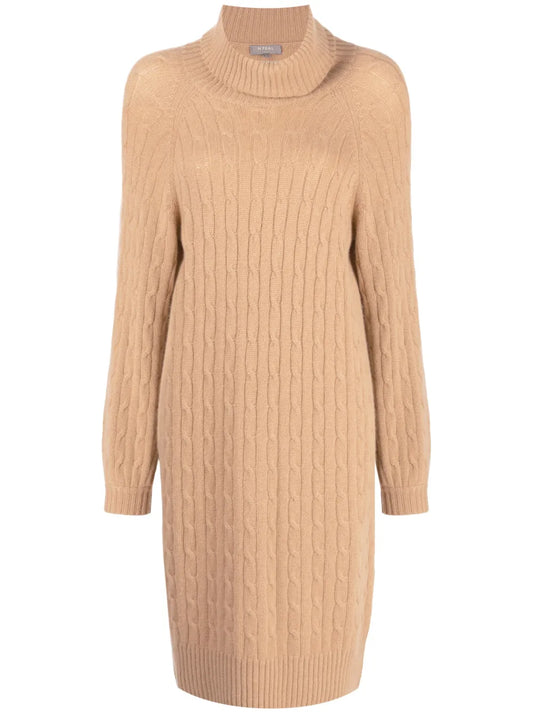 Cable-Knit Roll-Neck Dress