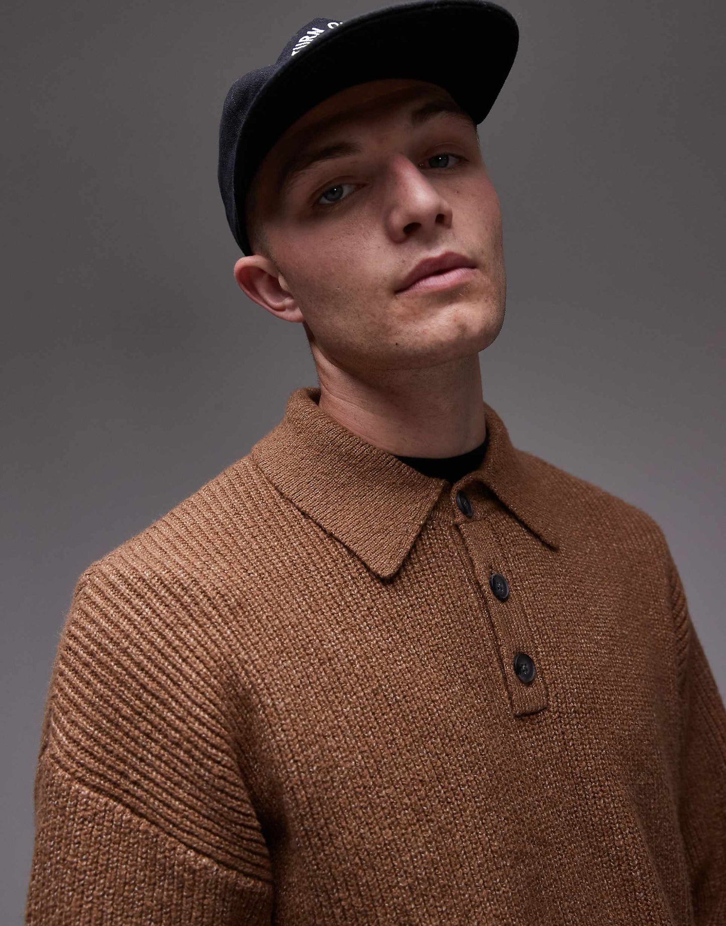 Relaxed Fit Compact Knit Polo Jumper