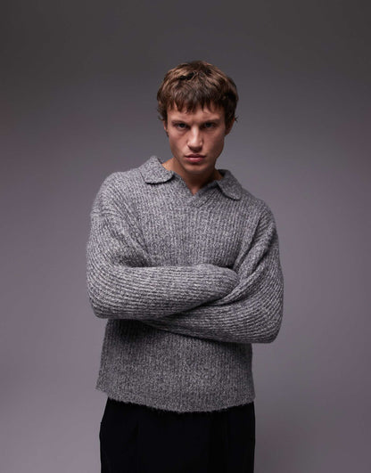 Relaxed Open Collar Jumper