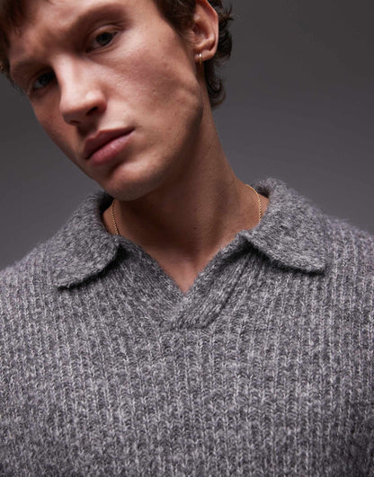 Relaxed Open Collar Jumper