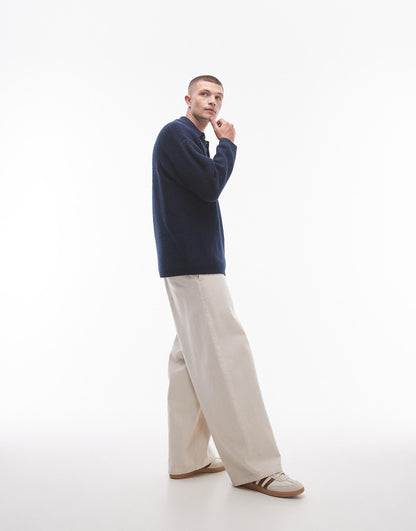 Relaxed Fit Compact Knit Polo Jumper