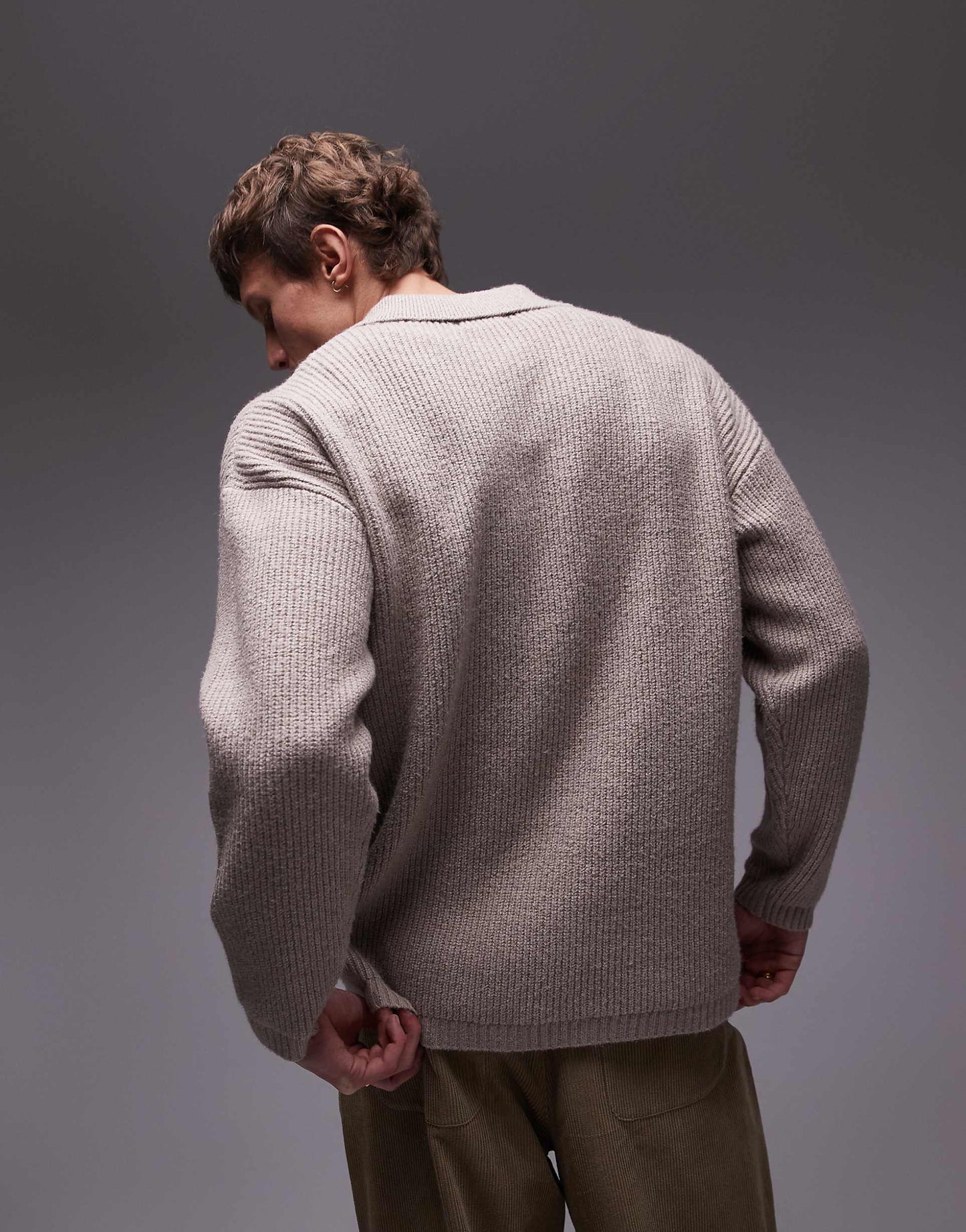 Relaxed Fit Compact Knit Polo Jumper
