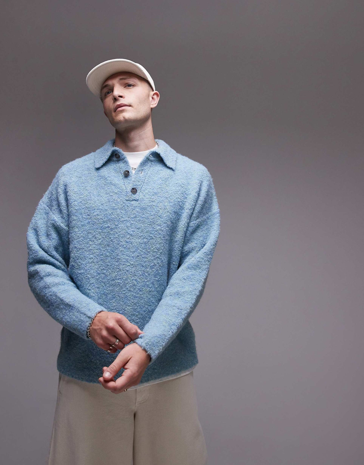 Oversized Fit Boucle Polo