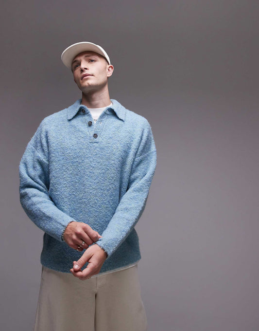 Oversized Fit Boucle Polo