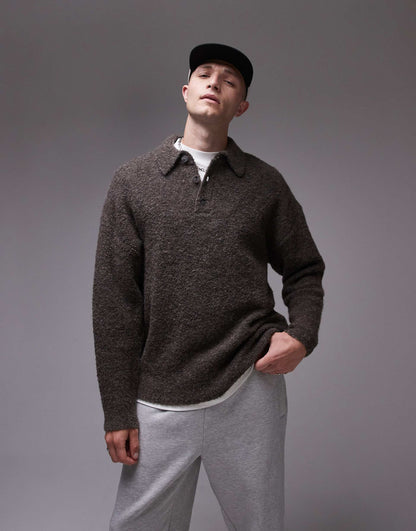 Oversized Fit Boucle Polo