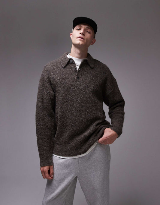 Oversized Fit Boucle Polo