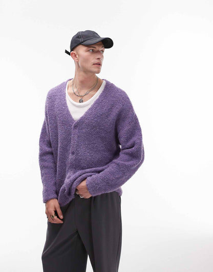 Relaxed Fit Boucle Cardigan