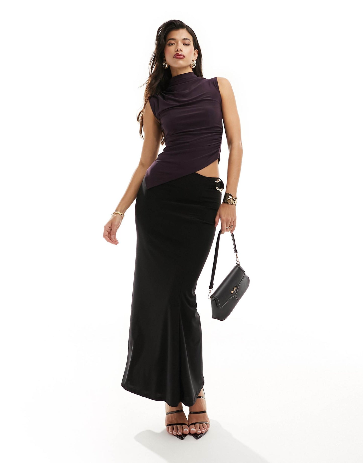 Grown On High Neck Gathered Asymmetrical Hem Top
