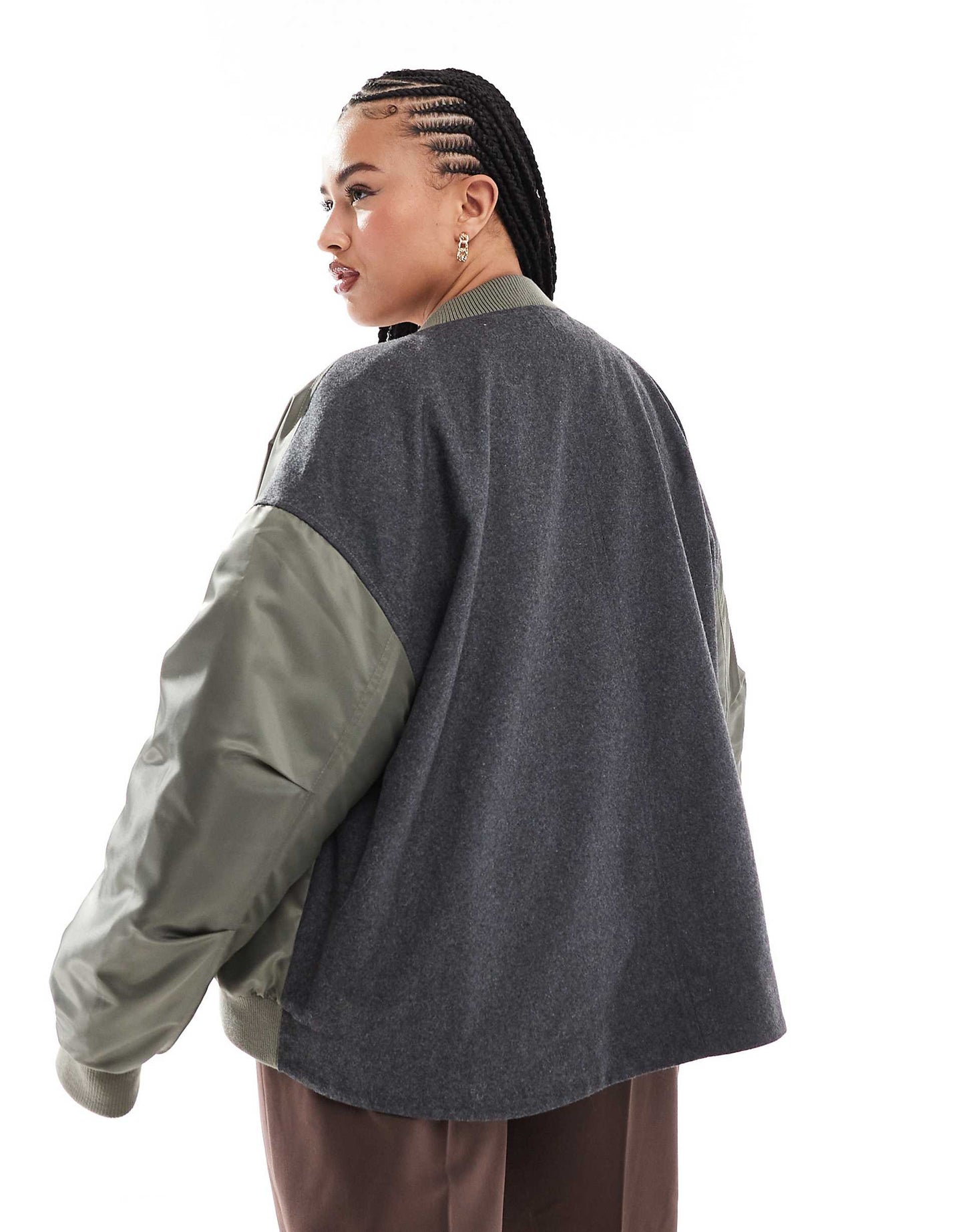 Curve Spliced Bomber Jacket