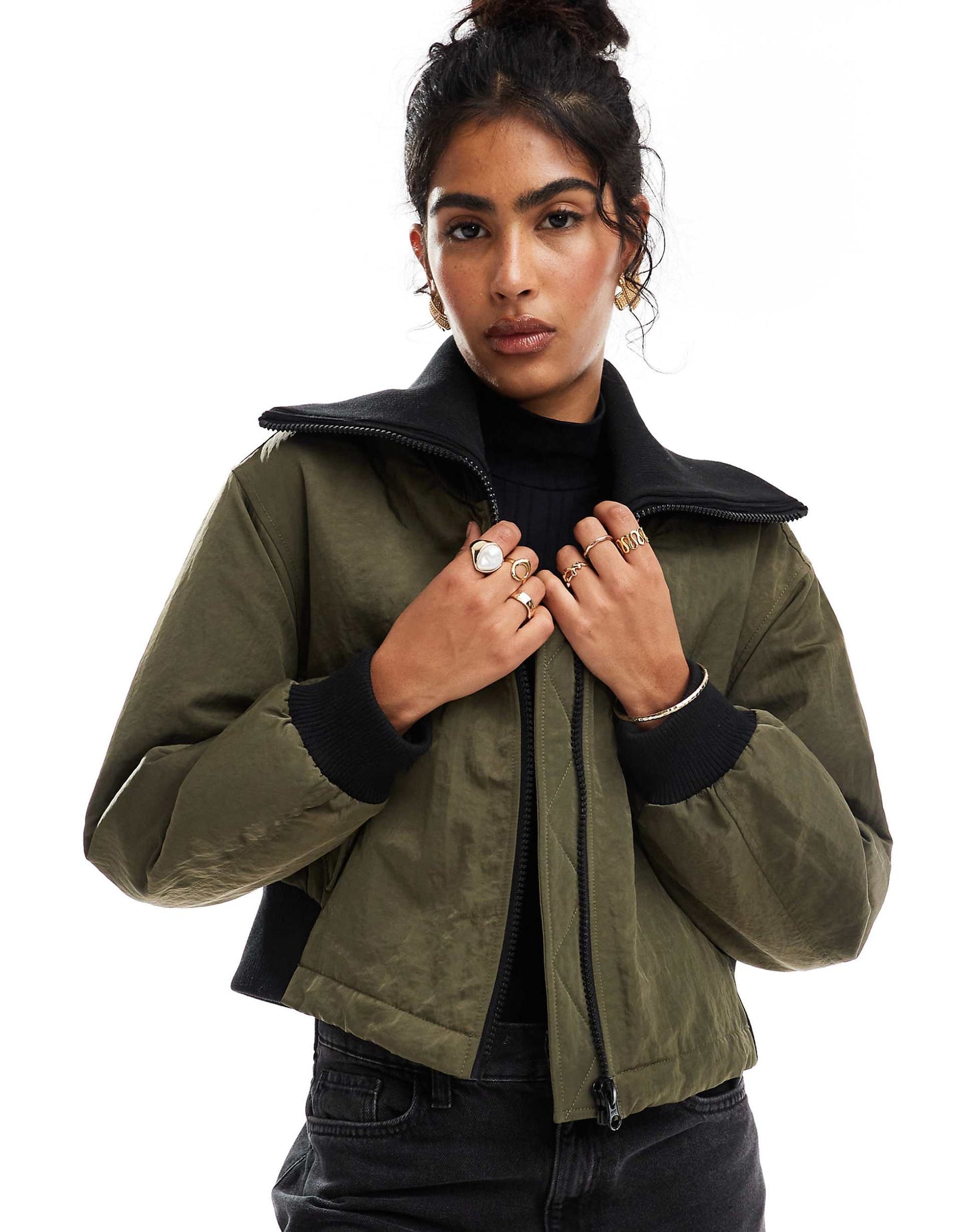 Rib Collar Casual Jacket