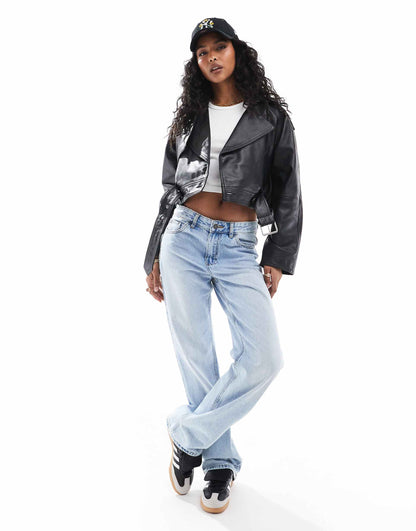 Leather Oversized Cropped Trench Coat