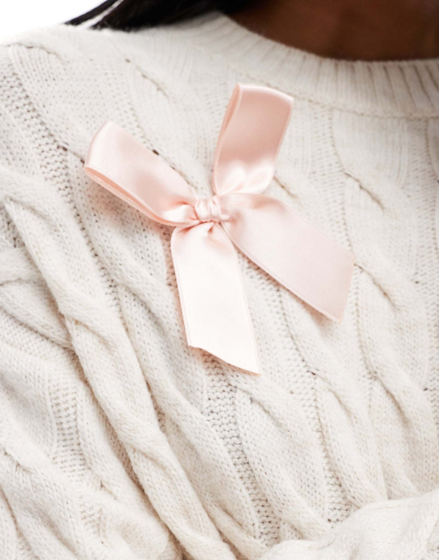 Satin Bow Detail Knitted Mini Dress